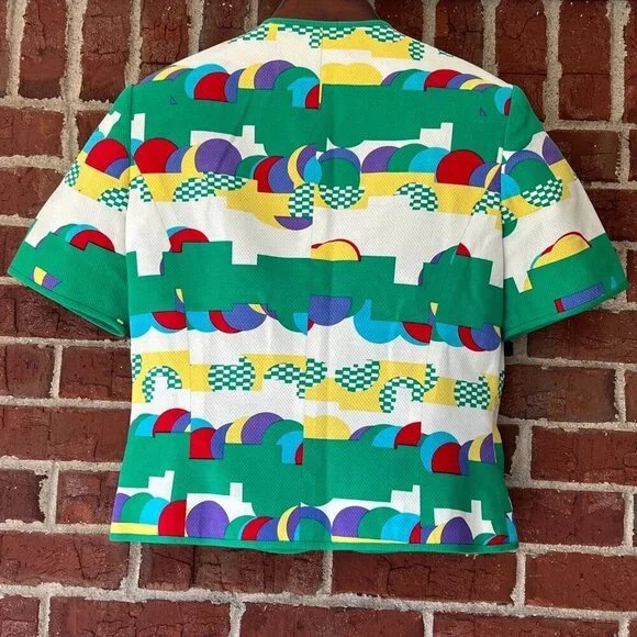 Anne Crimmins Umi Collections Skirt Suit Vintage Multi Color Geometric 4 Spring - Picture 5 of 10